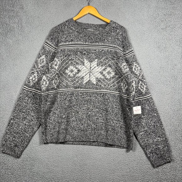 Lucky Brand Sweater Mens Size XL Intarsia Nordic Crew Neck Alpaca Blend Ribbed - Picture 5 of 15